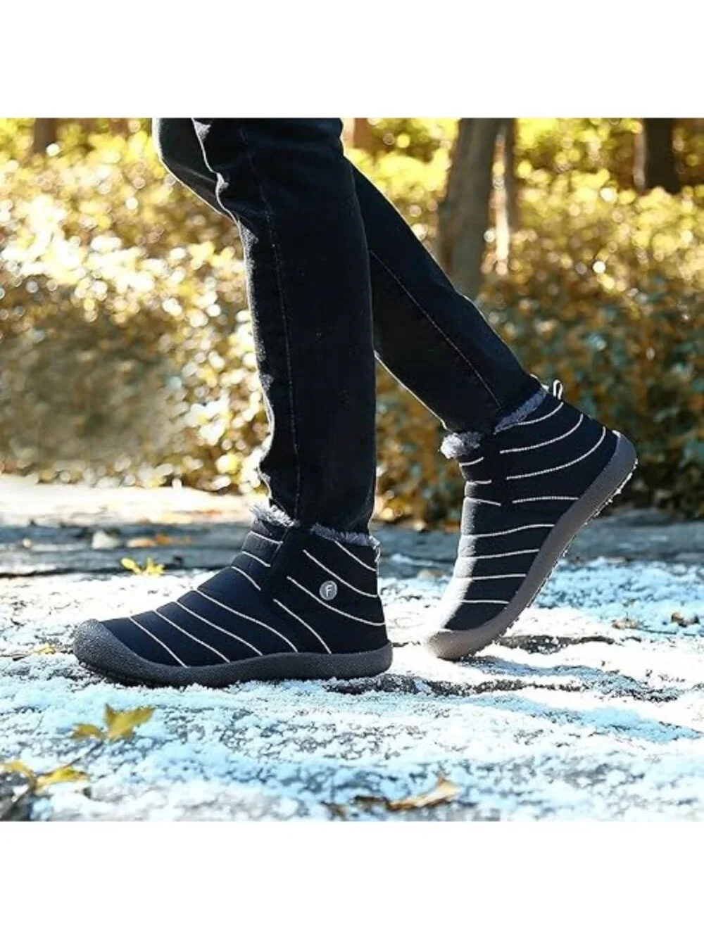 Eagsouni Mens Size 13 Boots Winter Warm Waterproof Non-Slip Outdoor Black Shoes